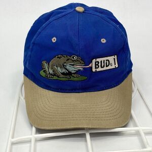 Vintage BUD 1 Frog Snapback Hat 1995 Blue Licensed Anheuser-Busch (H16)